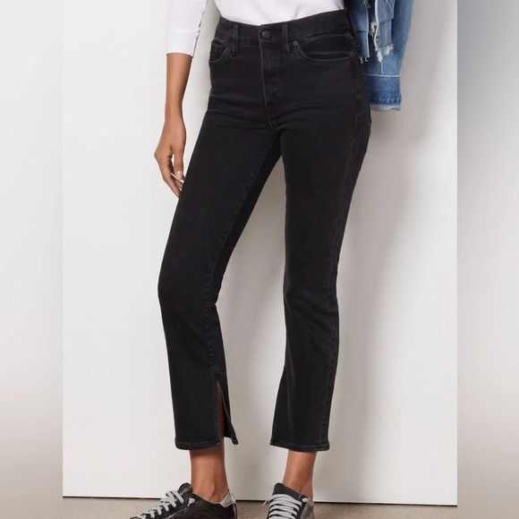 Good American Good Legs Straight Split Hem Jeans in Black - Size 30 - Picture 1 of 9
